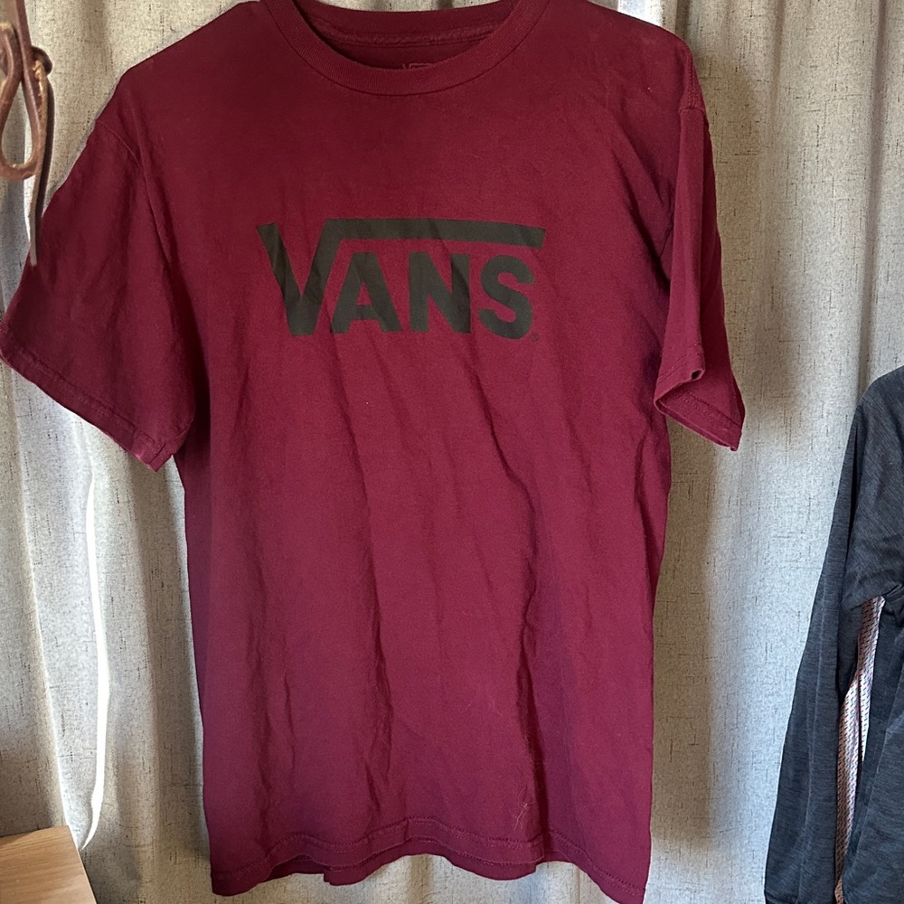 Vans Men's Dark Red Logo T-Shirt